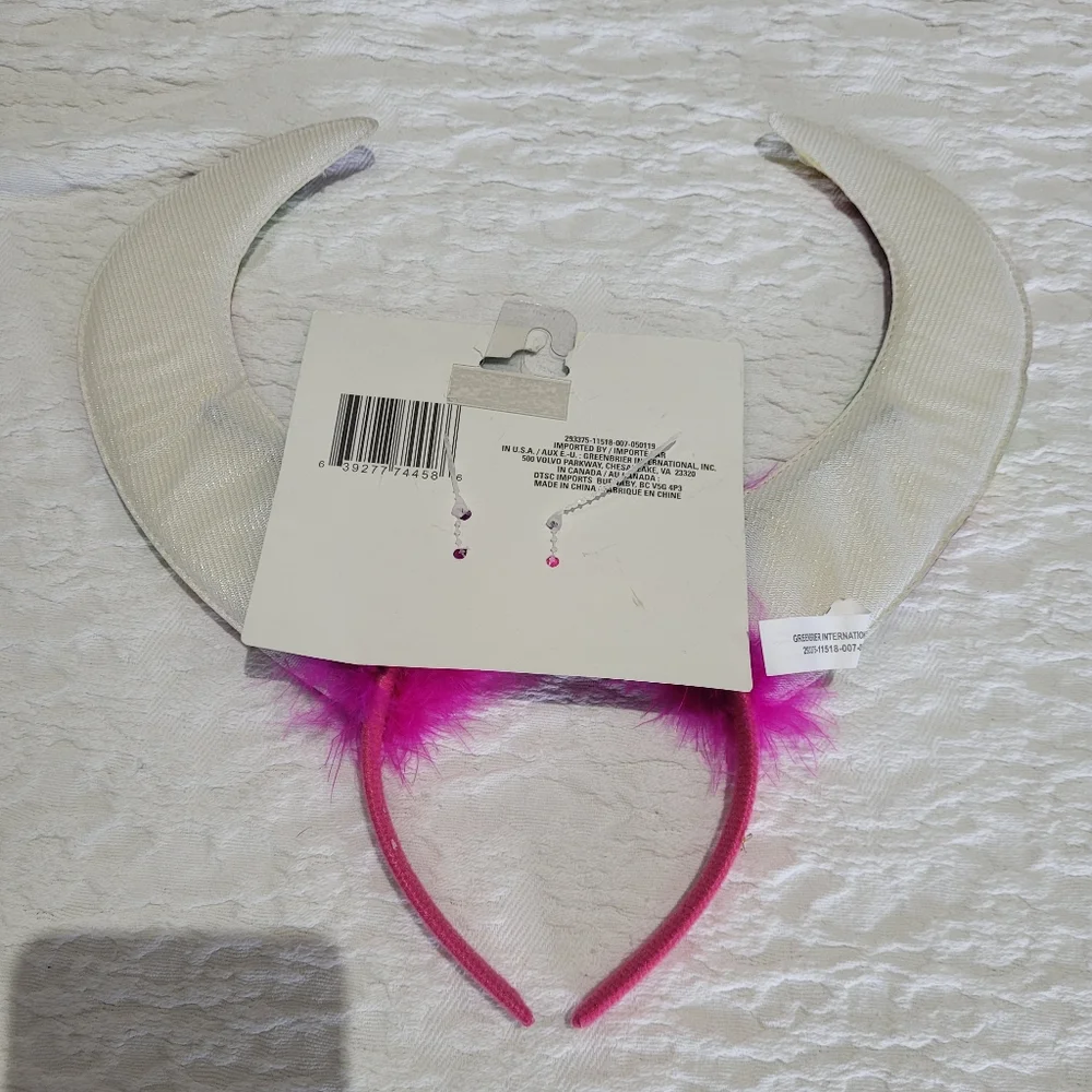 Rainbow Devil Horns Faux Fur Metallic Costume Padded Headband
